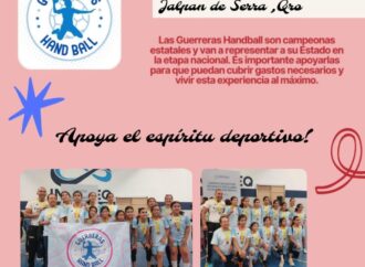 El equipo Gerreras de Handball de la escuela primaria Melchor OCampo, campeonas estatales en dicha disciplina deportiva, asistirán los días 12, 13 y 14 de Junio a la ciudad de Acapulco, Guerrero, a representar al estado de Querétaro en la etapa nacional, por lo que solicitan el apoyo de la ciudadanía para poder cubrir los gastos pertinentes. Para mayor información comunicarse a los números 4411075367 o 4411220733.